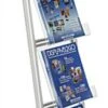 3-Tiered Metal Magazine Floor Stand, 8.5"w, Sign Holder, Carrying Bag - Silver -LuxeDisplay Shop pz4slih.rw preview