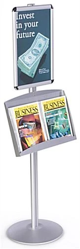 11 X 17 Sign Stand, Snap Open, Metal Tray For Literature - Silver