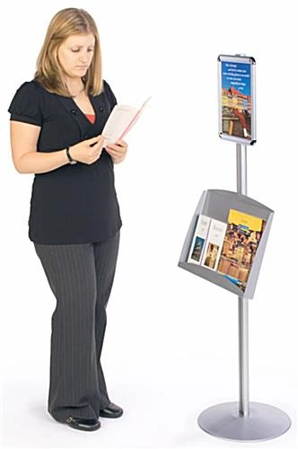 8.5 X 11 Sign Stand, Snap Open, Metal Tray For Literature - Silver 4 8.5 X 11 Sign Stand, Snap Open, Metal Tray For Literature - Silver - Image 2