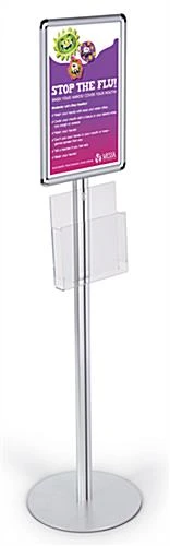 11 X 17 Sign Stand, Snap Open, Acrylic Pocket For 8.5x11 Magazines, Silver