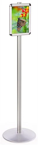 8.5 X 11 Menu Stand For Floor, Snap Open - Silver