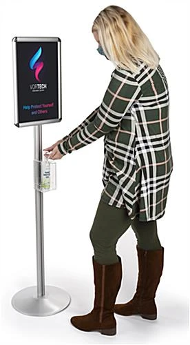 Hand Sanitizer Holder With 11” X 17” Sign Frame, Floor Standing - Silver 10 Hand Sanitizer Holder With 11” X 17” Sign Frame, Floor Standing - Silver - Image 8