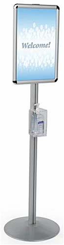 Hand Sanitizer Holder With 11” X 17” Sign Frame, Floor Standing - Silver 4 Hand Sanitizer Holder With 11” X 17” Sign Frame, Floor Standing - Silver - Image 2