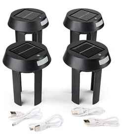 Stanchion Mount LED Light Topper, Solar Or USB Charging, Low-Light Sensor, Set Of 4 -LuxeDisplay Shop qpsolt4.ra8 preview