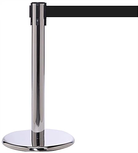 Mini Stanchion W/ 11’ Black Retractable Belt, Weighted Base - Silver 3 Mini Stanchion W/ 11’ Black Retractable Belt, Weighted Base - Silver