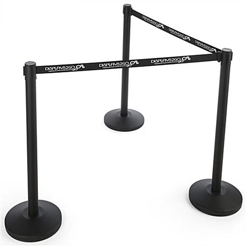 QueuePole.Economy 41.5" Black Stanchion Post W/ Retractable Belt - 1 Color Printing 4 QueuePole.Economy 41.5" Black Stanchion Post W/ Retractable Belt - 1 Color Printing - Image 2