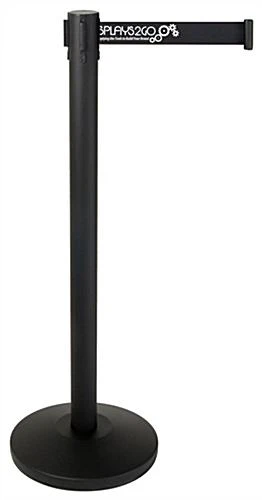 QueuePole.Economy 41.5" Black Stanchion Post W/ Retractable Belt - 1 Color Printing 3 QueuePole.Economy 41.5" Black Stanchion Post W/ Retractable Belt - 1 Color Printing