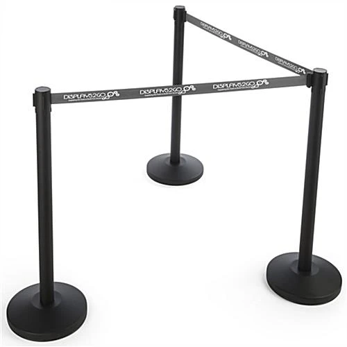 QueuePole.Economy 41.5" Black Stanchion Post, Gray Belt - 1 Color Printing 4 QueuePole.Economy 41.5" Black Stanchion Post, Gray Belt - 1 Color Printing - Image 2