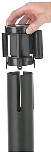QueuePole.Economy 41.5" Black Stanchion Post, Gray Belt - 1 Color Printing 11 QueuePole.Economy 41.5" Black Stanchion Post, Gray Belt - 1 Color Printing - Image 9