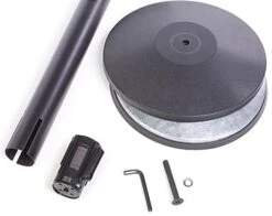 QueuePole Round 40" Stanchion Post With 9.5' Blue Retractable Belt - Black -LuxeDisplay Shop rccdblkbl.ra2 preview