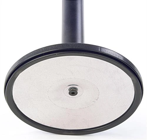 QueuePole 40" Stanchion Post With 9.5' Gray Retractable Belt - Black 4 QueuePole 40" Stanchion Post With 9.5' Gray Retractable Belt - Black - Image 2