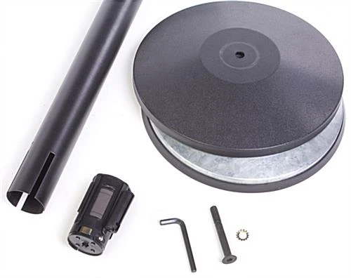 QueuePole 40" Stanchion Post With 9.5' Gray Retractable Belt - Black 5 QueuePole 40" Stanchion Post With 9.5' Gray Retractable Belt - Black - Image 3