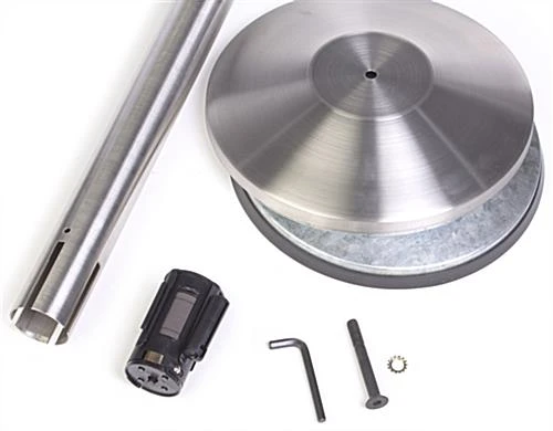 QueuePole 40" Stanchion Post With 9.5' Black Retractable Belt - Silver 5 QueuePole 40" Stanchion Post With 9.5' Black Retractable Belt - Silver - Image 3