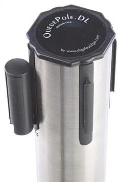 QueuePole 40" Stanchion Post With 9.5' Gray Retractable Belt - Silver -LuxeDisplay Shop rccdssbrgr.ra3 preview