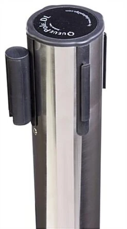 QueuePole.Deluxe Round 40" Stanchion Post With 9.5' Black Retractable Belt - Chrome 8 QueuePole.Deluxe Round 40" Stanchion Post With 9.5' Black Retractable Belt - Chrome -LuxeDisplay Shop rccdssplbk.ra2 preview