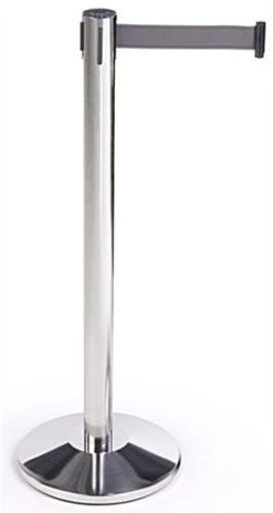 QueuePole 40" Stanchion Post With 9.5' Gray Retractable Belt - Chrome
