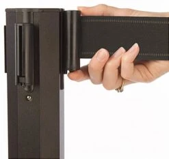 QueuePole Octagonal 40.25" Black Stanchion Post W/ 9.5' Black Retractable Belt -LuxeDisplay Shop rccoctbkbk.ra3 preview