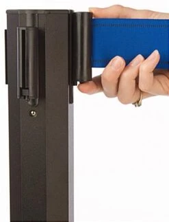 QueuePole Octagonal 40.25" Black Stanchion Post W/ 9.5' Blue Retractable Belt -LuxeDisplay Shop rccoctbkbl.ra3 preview