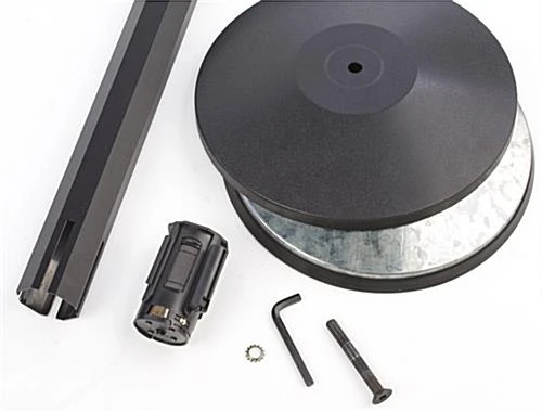 QueuePole Octagonal 40.25" Black Stanchion Post W/ 9.5' Gray Retractable Belt 5 QueuePole Octagonal 40.25" Black Stanchion Post W/ 9.5' Gray Retractable Belt - Image 3