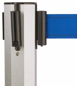 QueuePole Octagonal 40.25" Silver Stanchion Post W/ 9.5' Blue Retracting Belt -LuxeDisplay Shop rccoctsvbl.ra2 preview