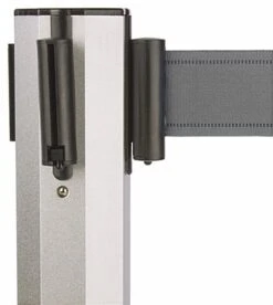 QueuePole Octagonal 40.25" Silver Stanchion Post W/ 9.5' Gray Retracting Belt -LuxeDisplay Shop rccoctsvgr.ra2 preview
