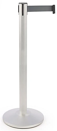 QueuePole Octagonal 40.25" Silver Stanchion Post W/ 9.5' Gray Retracting Belt