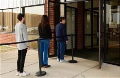 QueuePole.Economy 41.5" Black Outdoor Stanchion Post With 6.5' Black Retractable Belt -LuxeDisplay Shop rccodebk.ra6 preview