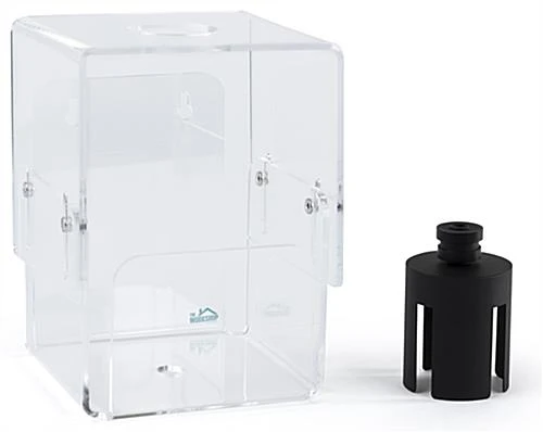 Stanchion Hand Sanitizer Topper, Height Adjustable Wipe Dispenser - Clear 4 Stanchion Hand Sanitizer Topper, Height Adjustable Wipe Dispenser - Clear - Image 2