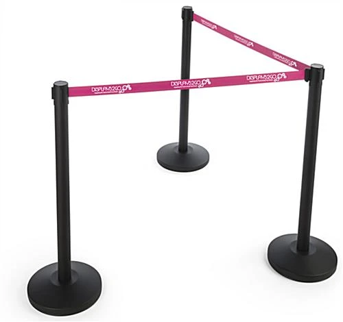 QueuePole.Economy 6.5' Stanchion Belt W/ 1 Color Custom Silkscreen Printing - Pink 4 QueuePole.Economy 6.5' Stanchion Belt W/ 1 Color Custom Silkscreen Printing - Pink - Image 2
