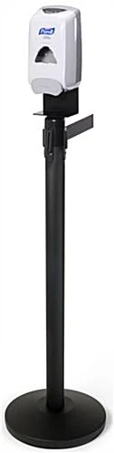QueuePole.Economy Stanchion Post W/ 6.5’ Belt, Sanitizer Dispensing Topper - Black