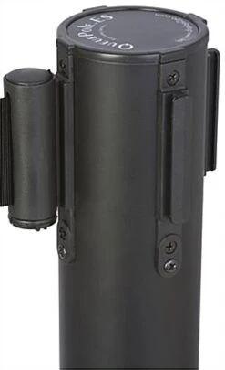 QueuePole.Economy 42" Black Stanchion Post With Dual 6.25’ Retractable Belts - Black -LuxeDisplay Shop rccstbk2bk.ra2 preview