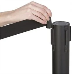 QueuePole.Economy 42" Black Stanchion Post With Dual 6.25’ Retractable Belts - Black -LuxeDisplay Shop rccstbk2bk.ra4 preview