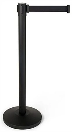 QueuePole.Economy 41.5" Black Stanchion Post With 6.5' Black Retractable Belt
