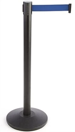 QueuePole.Economy 41.5" Black Stanchion Post With 6.5' Blue Retractable Belt