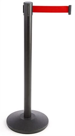 QueuePole.Economy 41.5" Black Stanchion Post With 6.5' Red Retractable Belt