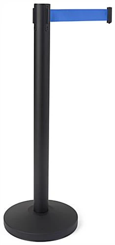 QueuePole.Value 36" Black Stanchion Post With 6.5' Blue Retractable Belt