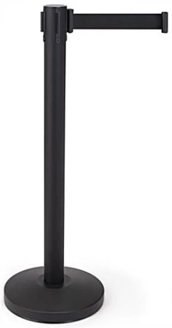 QueuePole.Value 36" Black Stanchion Post With 6.5' Black Retractable Belt