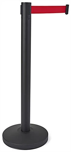 QueuePole.Value 36" Black Stanchion Post With 6.5' Red Retractable Belt