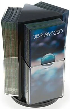3-Pocket Acrylic Brochure Holder For Tabletop, Rotating - Black