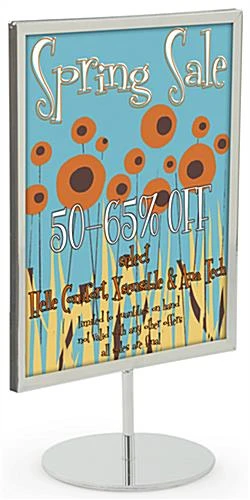 8.5 X 11 Sign Holder For Counter, Double Sided, Round Weighted Base - Chrome 4 8.5 X 11 Sign Holder For Counter, Double Sided, Round Weighted Base - Chrome - Image 2