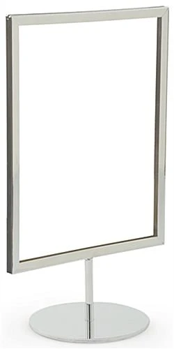 8.5 X 11 Sign Holder For Counter, Double Sided, Round Weighted Base - Chrome 3 8.5 X 11 Sign Holder For Counter, Double Sided, Round Weighted Base - Chrome