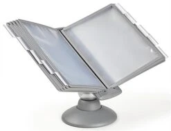 Desk Reference System For Tabletop, 10 Sleeves For 8.5 X 11 Sheets, Rotating - Gray