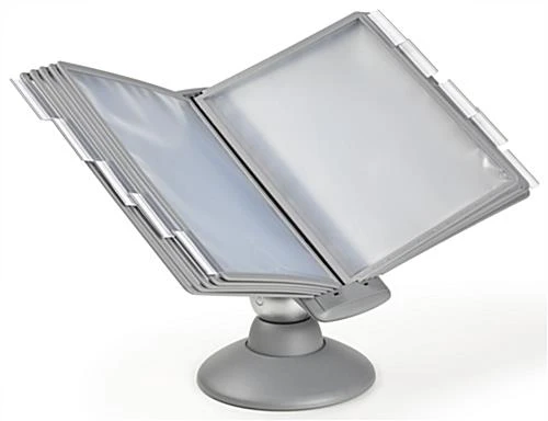 Desk Reference System For Tabletop, 10 Sleeves For 8.5 X 11 Sheets, Rotating - Gray 3 Desk Reference System For Tabletop, 10 Sleeves For 8.5 X 11 Sheets, Rotating - Gray