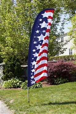 8' Feather Flag With Ground Spike - American Flag Graphic