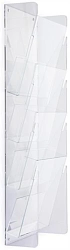 4-Tiered Acrylic Magazine Wall Rack, 8.5"w, 4 Pockets - Clear