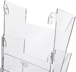 4-Tiered Hanging Acrylic Magazine Holder, 8.5"w, Steel Hooks - Clear -LuxeDisplay Shop rmbcubblkf.ra2 preview