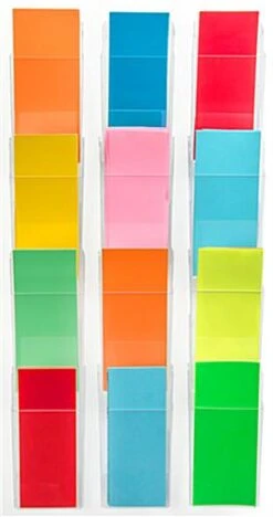 Acrylic Brochure Wall Rack, 4"w, 12 Pockets, Full View - Clear -LuxeDisplay Shop rmbrofl3c propped.ra3 preview