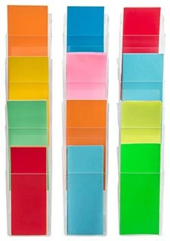Acrylic Brochure Wall Rack, 4"w, 12 Pockets, Half View - Clear -LuxeDisplay Shop rmbrohf3c propped wall ra2 preview