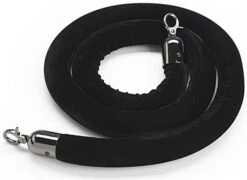 6.5’ Velvet Stanchion Rope With Black Clasps - Black