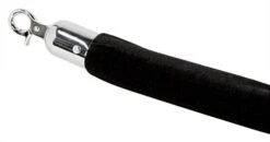 6.5' Velvet Stanchion Rope With Chrome Clasps - Black